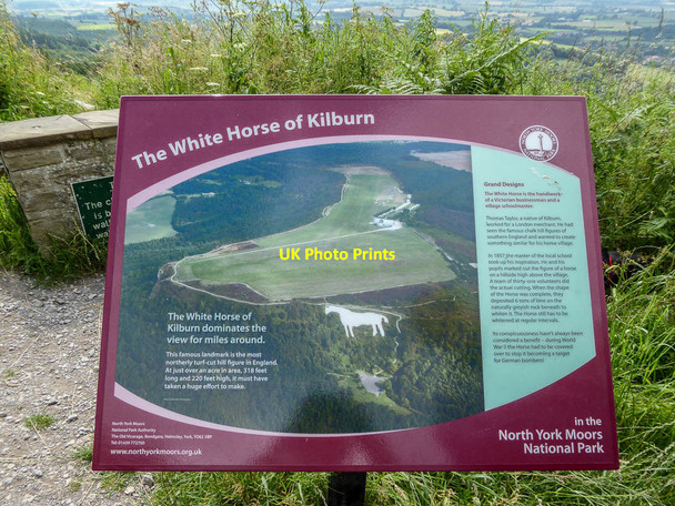 Photo 6"x4" Information Board, White Horse of Kilburn, Sutton Bank, Yorkshire High Kilburn c2014