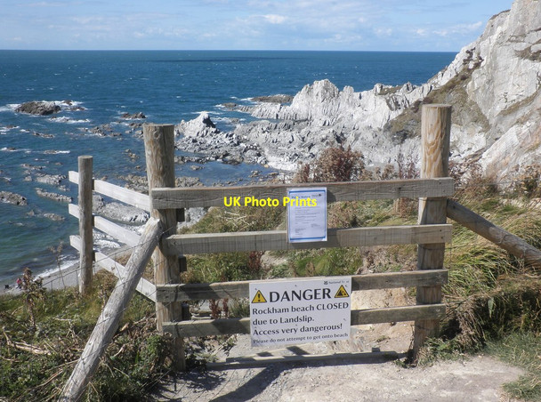 Photo 6"x4" Beach closure notice Mortehoe c2014
