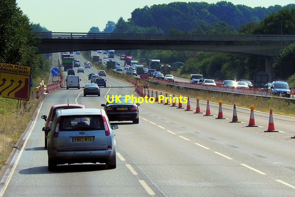 Photo 6"x4" Bridge (Taplins Farm Lane) over the M3 Hartley Wintney c2014