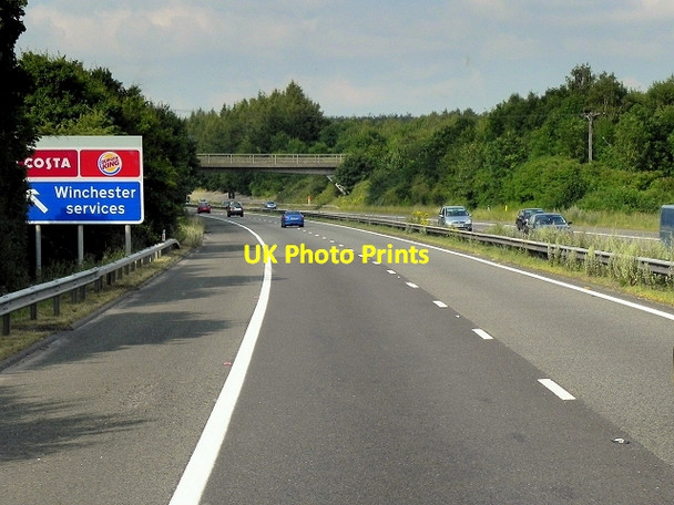 Photo 6"x4" M3 approaching Winchester Services Kings Worthy c2014