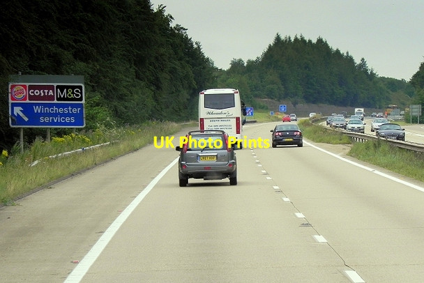 Photo 6"x4" Southbound M3, Exit to Winchester Services Micheldever c2014