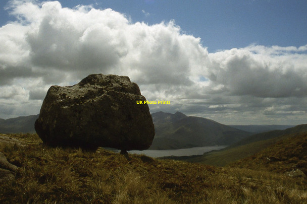 Photo 6"x4" Perched erratic on the ridge of Creag na Cathaig Creag na Cathaig c1998