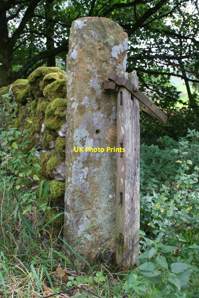 Photo 6"x4" Benchmark on gatepost beside A683 at Sandbed Fell End\/SD7298 c2014