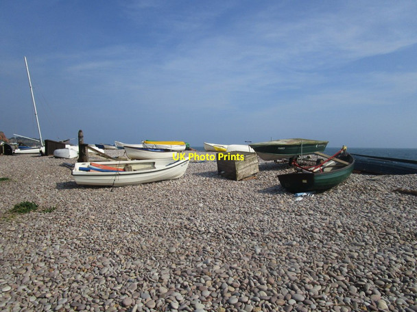 Photo 6"x4" Boats on the beach, Budleigh Salterton Budleigh Salterton c2014