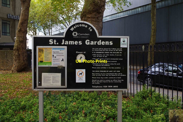 Photo 6"x4" Information board in St. James Gardens, Cardington Street, Camden, London London c2014