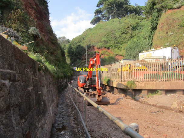 Photo 6"x4" Work at the bottom of Smuggler's Lane Teignmouth c2014