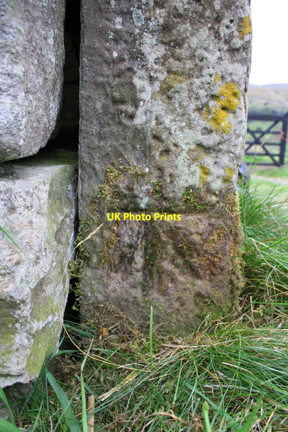 Photo 6"x4" Benchmark on gatepost beside track to Deep Gill Outhgill c2014