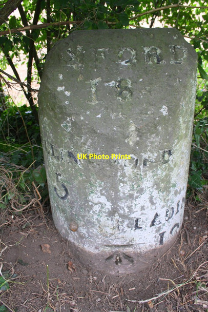 Photo 6"x4" Milestone beside A329 with benchmark Cleeve\/SU6081 c2014