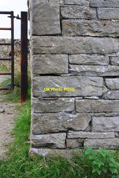 Photo 6"x4" Benchmark on barn in field off the A684 Cubeck c2014