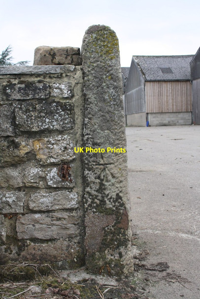 Photo 6"x4" Benchmark on gatepost at entrance to Mile House Farm Firby\/SE2686 c2014