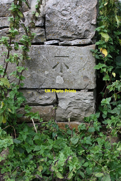 Photo 6"x4" Benchmark on barn NW of Dolly Farm Nappa Scar c2014