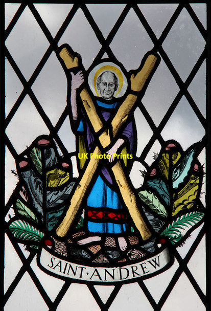 Photo 6"x4" St Andrew, Oakington - Stained glass window Oakington c2014