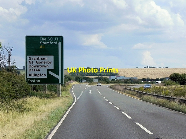 Photo 6"x4" Southbound A1, Exit for Great Gonerby Great Gonerby c2014