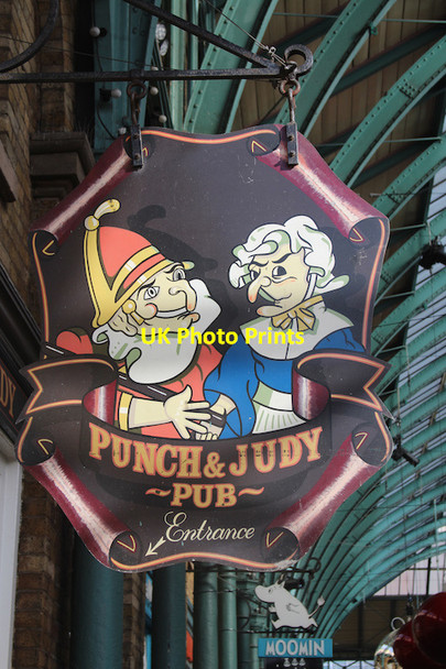 Photo 6"x4" Punch & Judy Pub sign London c2014