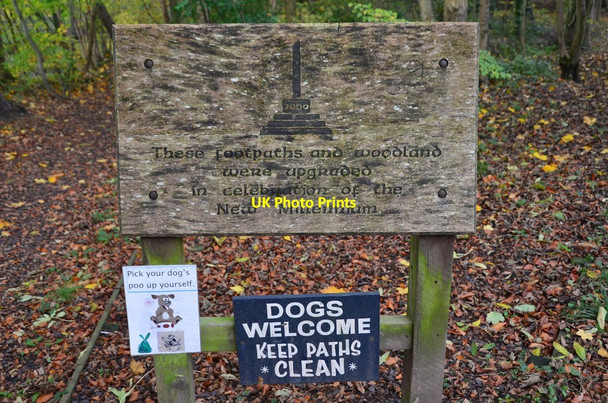Photo 6"x4" Millennium woodland sign, Ancrum Ancrum c2014