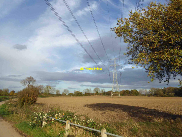 Photo 6"x4" Power lines march across the farmland crossing the TPT Topham c2014