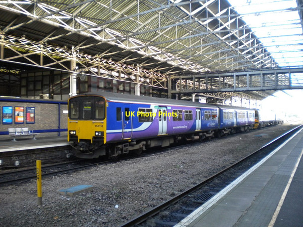 Photo 6"x4" Train under overall roof, Huddersfield station Huddersfield c2014