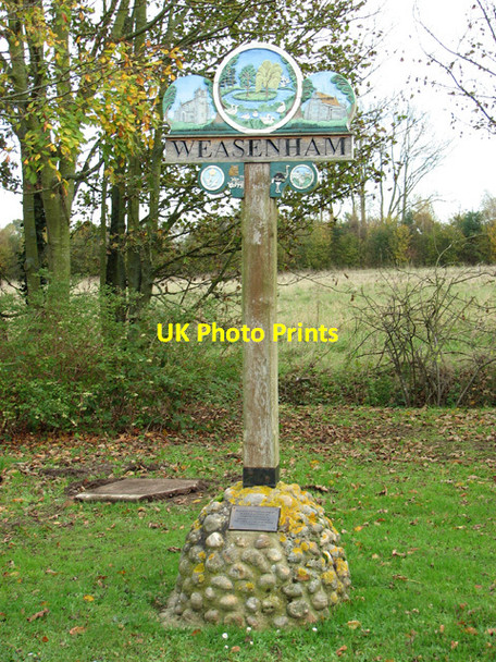 Photo 6"x4" Weasenham village sign Weasenham St Peter c2014
