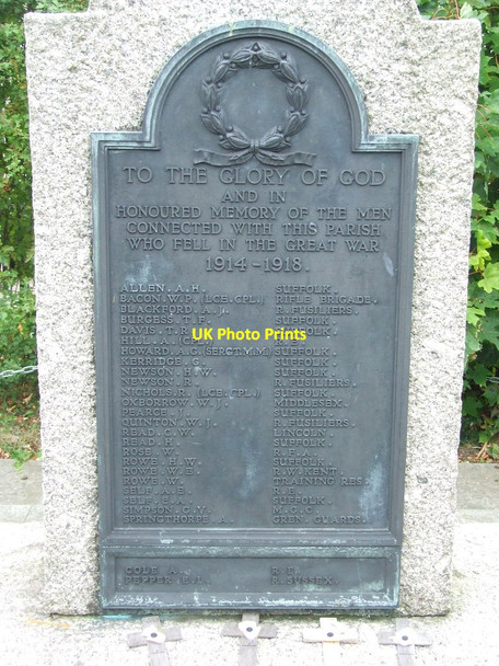 Photo 6"x4" Roll Of Honour Peasenhall c2014