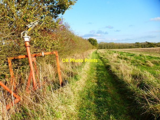 Photo 6"x4" Footpath by field boundary with agricultural machinery Cufaude c2014