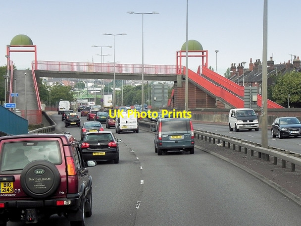 Photo 6"x4" Red Footbridge over Uttoxeter Road Normacot c2014