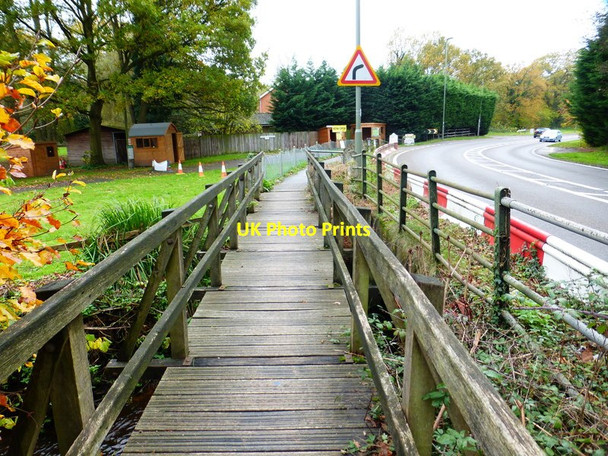Photo 6"x4" Pedestrian bridge beside the A322 over The Bourne Bisley\/SU9559 c2014