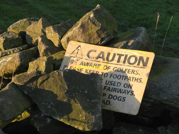 Photo 6"x4" Caution Beware of Golfers Stocksbridge c2014