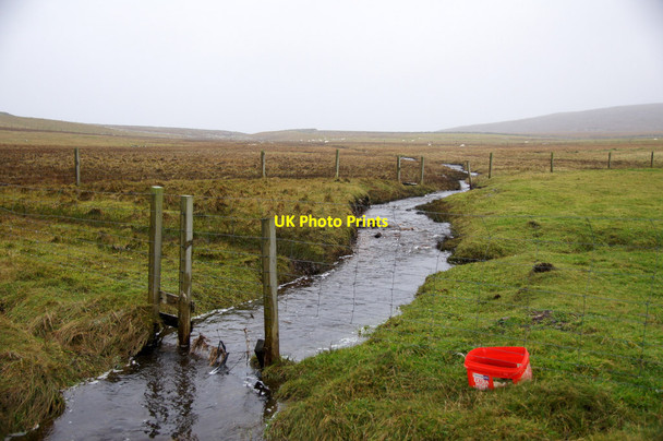 Photo 6"x4" Burn of Ordale, Baltasound, on a wet, grey day Ordale c2014