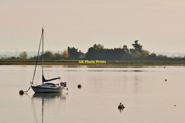 Photo 6"x4" View across Colliers Reach to Northey Island Heybridge Basin c2014