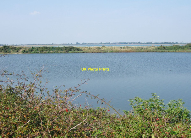 Photo 6"x4" Pagham Lagoon with the larger expanse  of Pagham Harbour beyond Pagham c2014