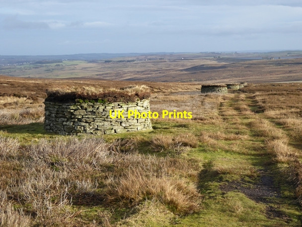 Photo 6"x4" Grouse butts below Harehope Hill Edmondbyers c2014