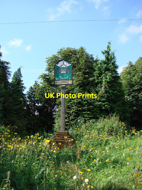 Photo 6"x4" Combs village sign Stowmarket c2008