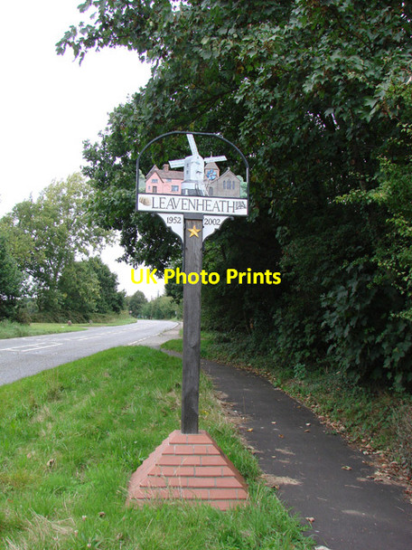 Photo 6"x4" Leavenheath village sign Leavenheath c2008