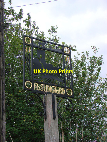 Photo 6"x4" Poslingford village sign Poslingford c2008