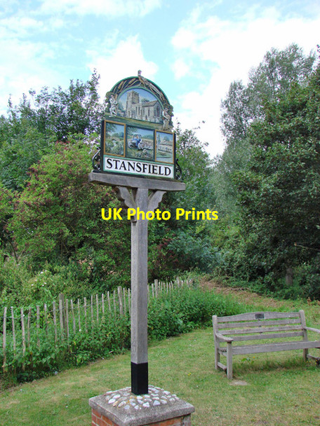 Photo 6"x4" Stansfield village sign Lower Street\/TL7852 c2007