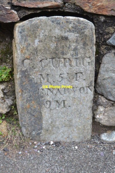 Photo 6"x4" Old Milestone Nant Peris or Old Llanberis c2014