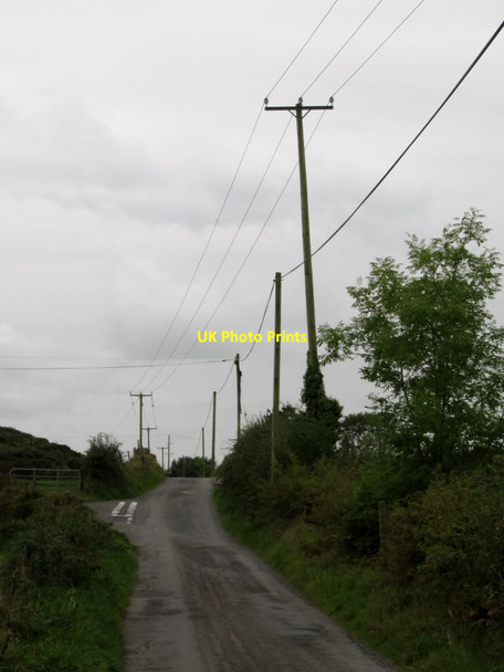 Photo 6"x4" 11kV powerlines and telephone lines at the Ballinasack junction on the Cashel Road Cullyhanna c2014