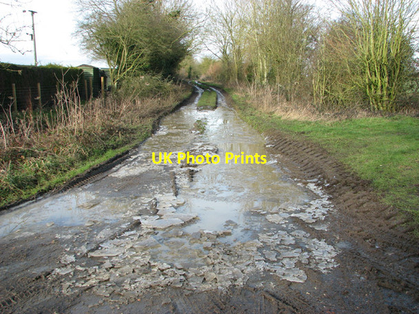 Photo 6"x4" Puddles on Green Lane Kirstead Green c2015