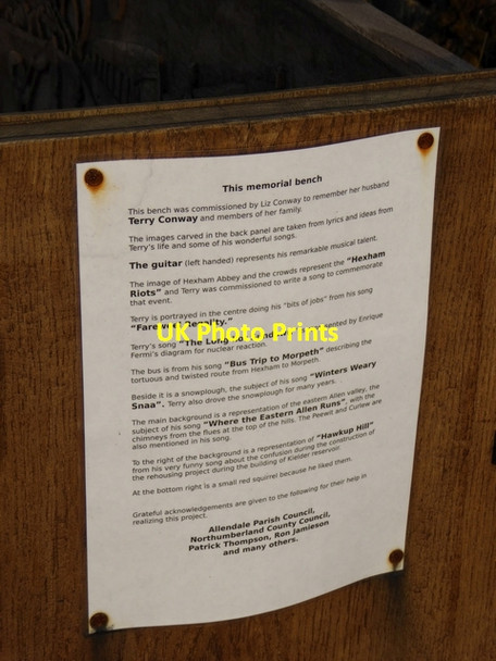 Photo 6"x4" Explanatory notice on memorial bench, Catton Catton\/NY8257 c2015