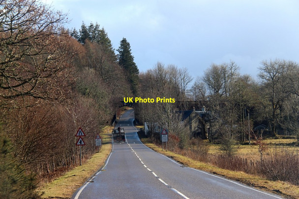 Photo 6"x4" Oban-Glasgow railway line crossing the A85 Black Crofts c2015