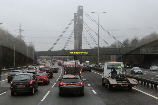 Photo 6"x4" Heavy M25 Traffic Chertsey c2015