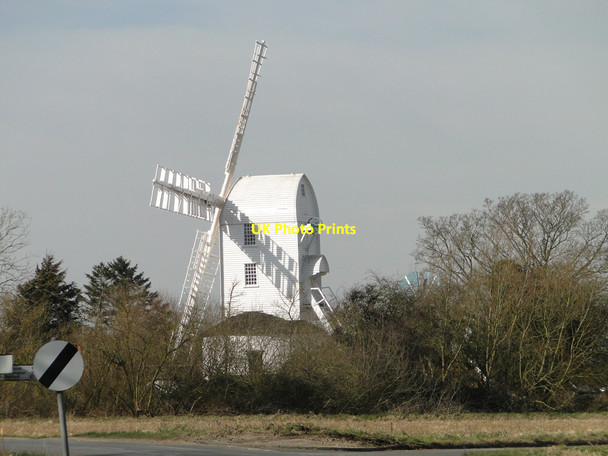 Photo 6"x4" Saxtead Mill from the Old Mill Public house Saxtead Green c2015