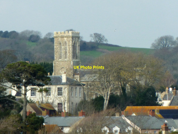 Photo 6"x4" St Andrew's Church from Evan's Cliff, Charmouth Lyme Regis c2015
