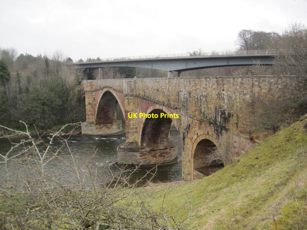Photo 6"x4" Old and New Road Bridges over the River Tweed Newstead\/NT5634 c2015