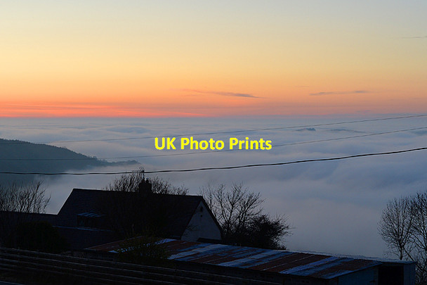 Photo 6"x4" Sea mist and sunset, Rheidol valley Pisgah\/SN6777 c2015