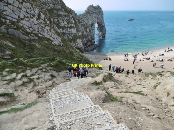 Photo 6"x4" Durdle Door, new steps West Lulworth c2015