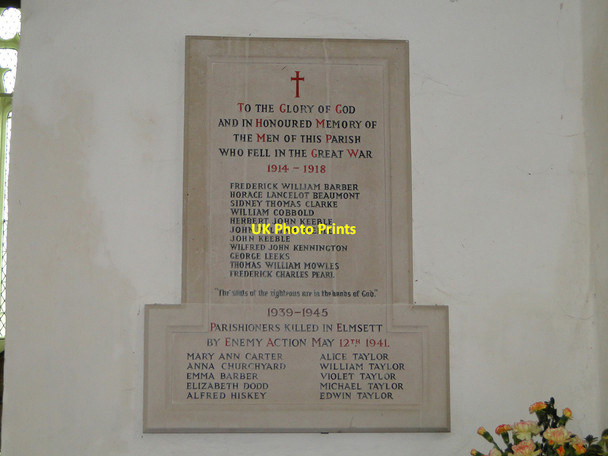 Photo 6"x4" War Memorial in Elmsett church Elmsett c2015