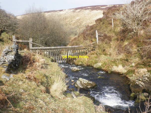 Photo 6"x4" Waterfall and barrier on Hoccombe Water Oareford c2015