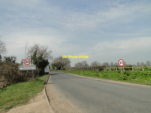Photo 6"x4" Woolverstone 30 MPH and village identification sign Woolverstone c2015