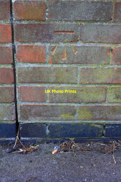 Photo 6"x4" Benchmark on St Paul's Drive wall Covingham c2015